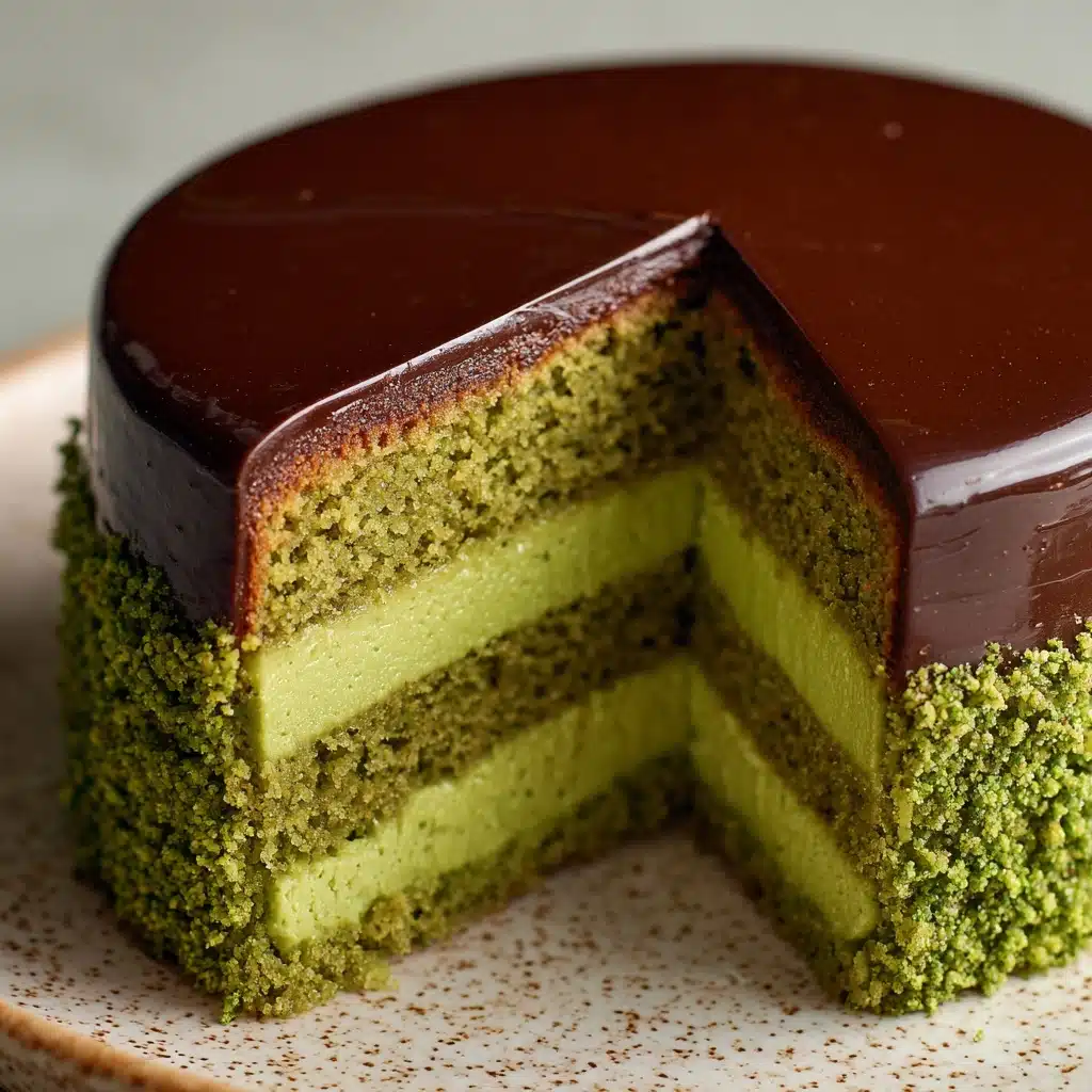 Flourless Pistachio Cake with Chocolate Ganache Recipe - Recipe Image