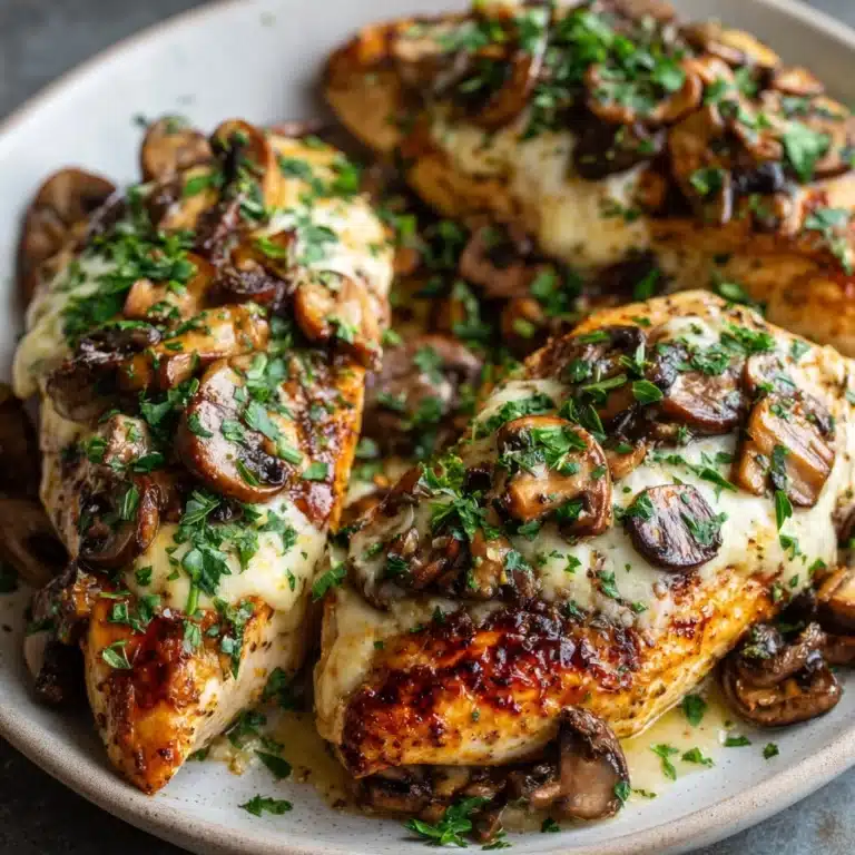 Cheesy Garlic Butter Mushroom Stuffed Chicken Recipe