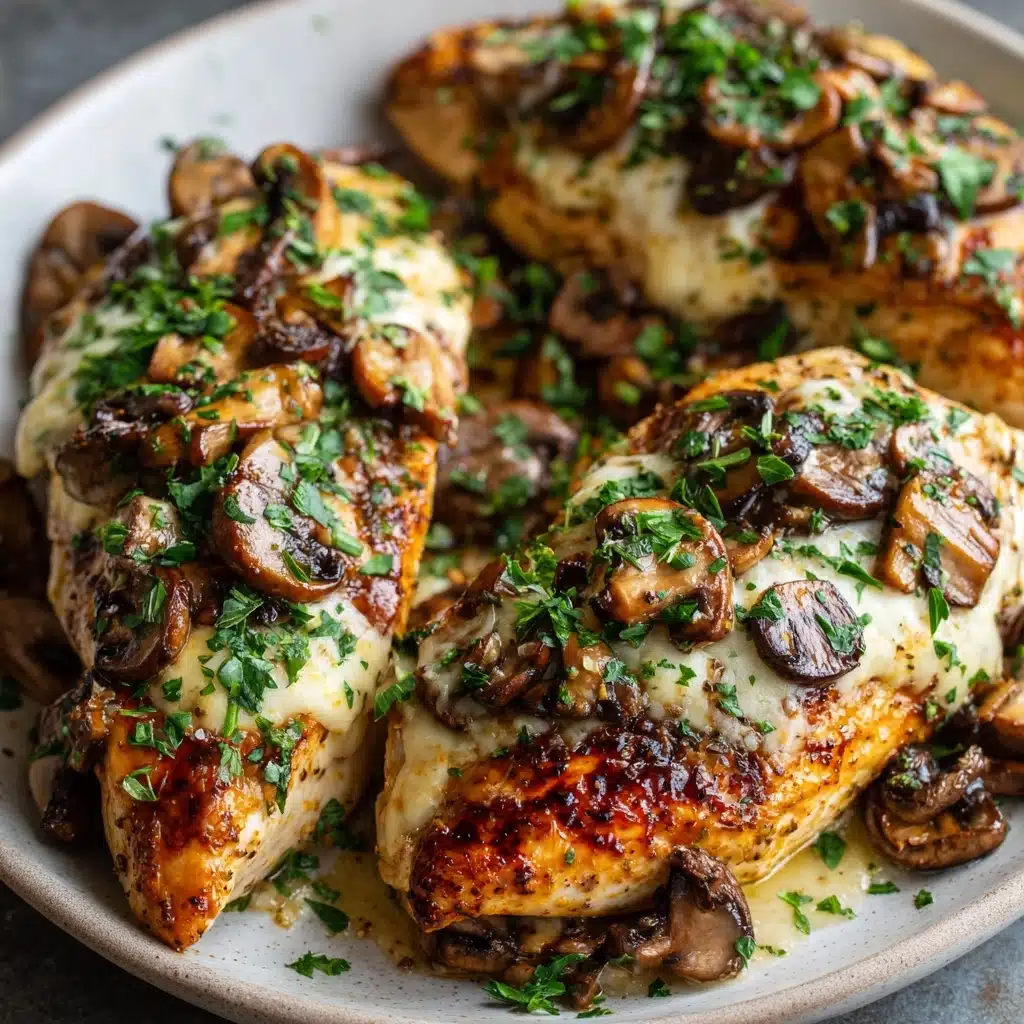 Cheesy Garlic Butter Mushroom Stuffed Chicken Recipe