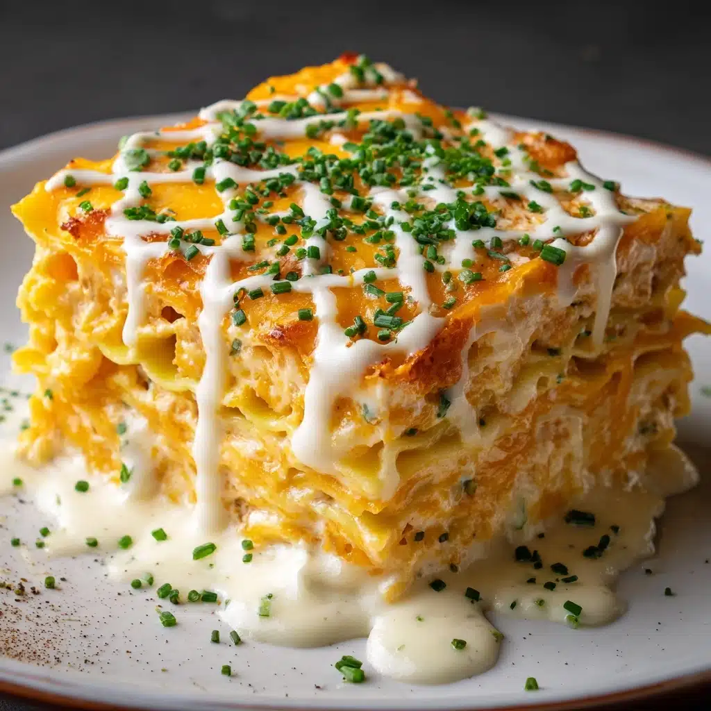Cheesy Buffalo Chicken Lasagna with Ranch Drizzle Recipe