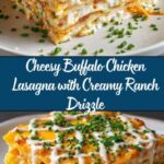 Cheesy Buffalo Chicken Lasagna with Ranch Drizzle Recipe
