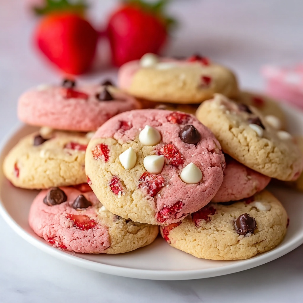 Irresistibly Soft Strawberry Cookies with Chocolate Chips and Marshmallows Recipe - Recipe Image