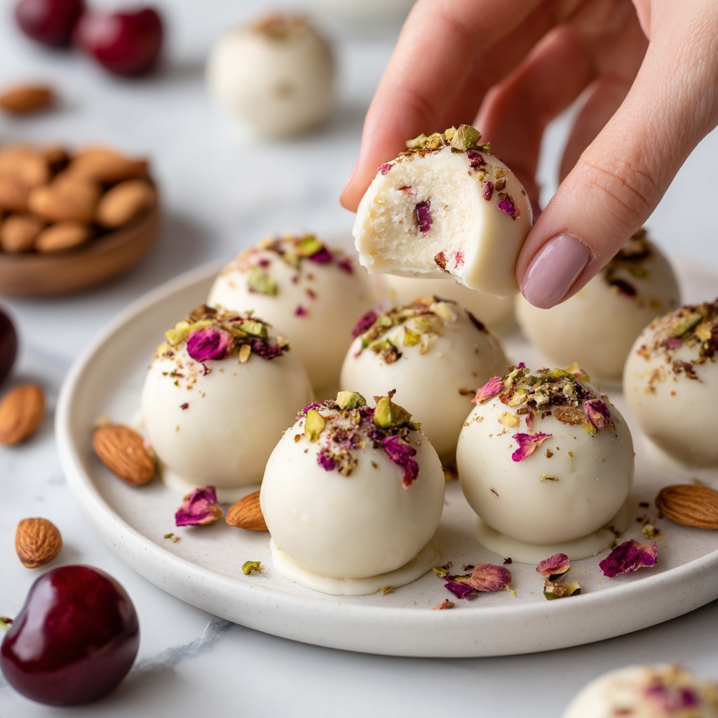 Cranberry Pistachio White Chocolate Truffles Recipe - Recipe Image