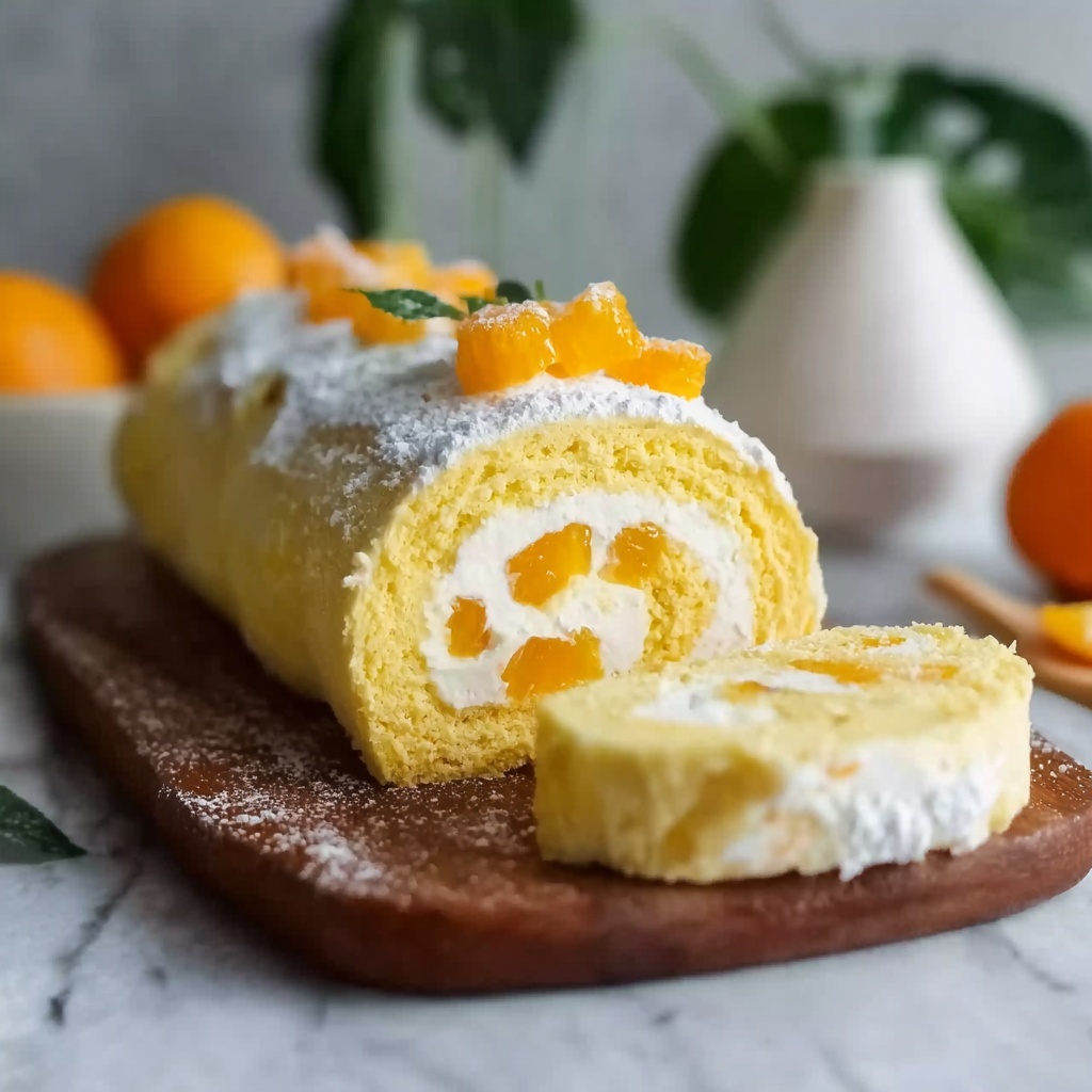 Fresh Mango Cream Japanese Cake Roll Recipe - Recipe Image
