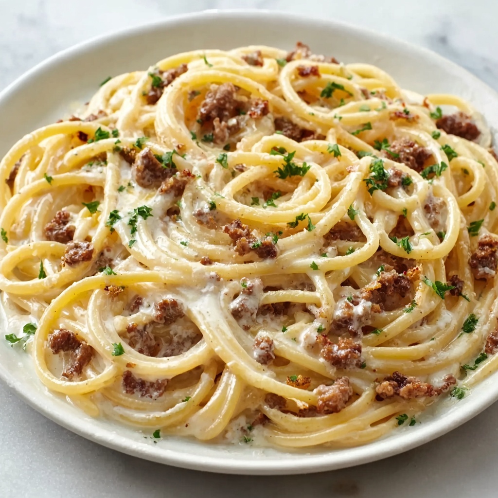 Creamy Ground Beef Alfredo Pasta Recipe - Recipe Image