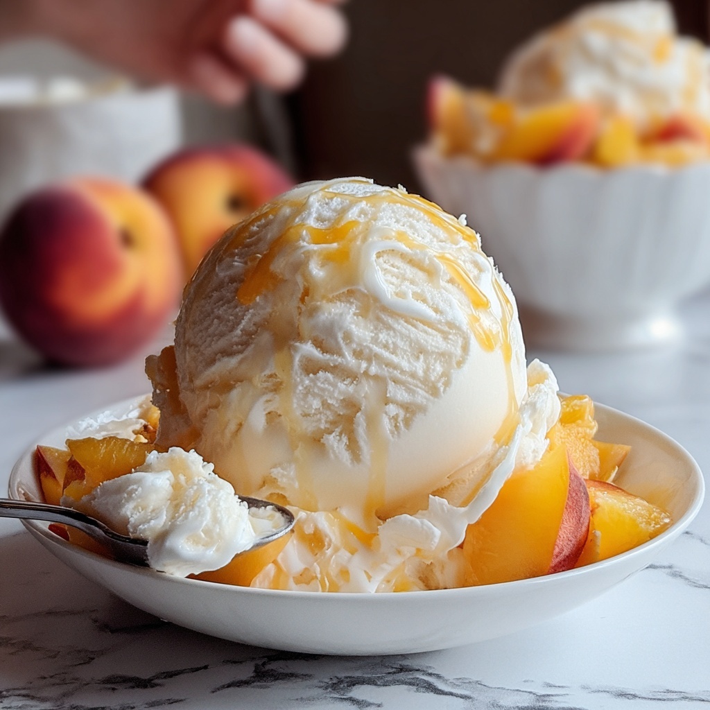 Homemade Peach Ice Cream Recipe - Recipe Image