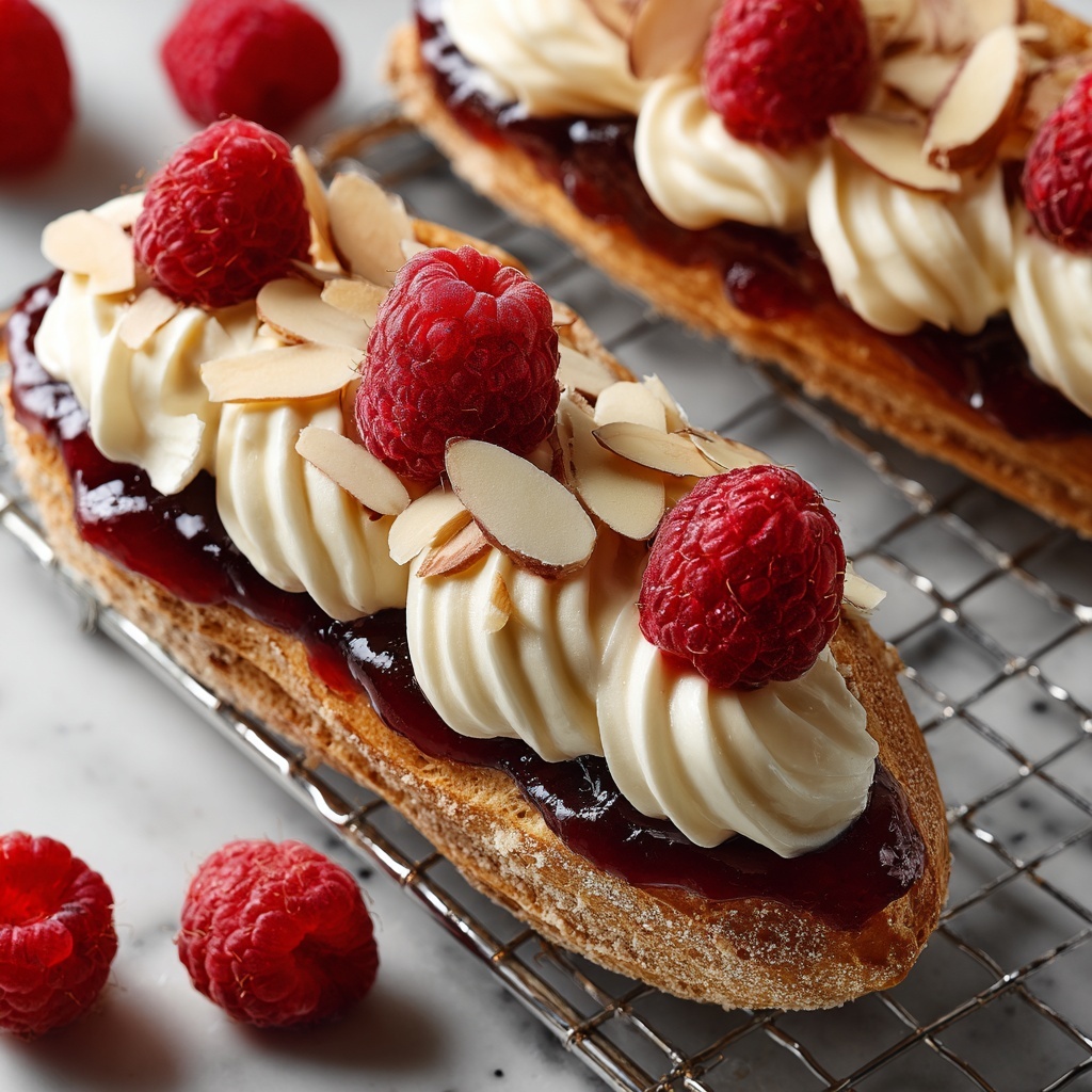 Almond Raspberry Éclair Towers Recipe - Recipe Image