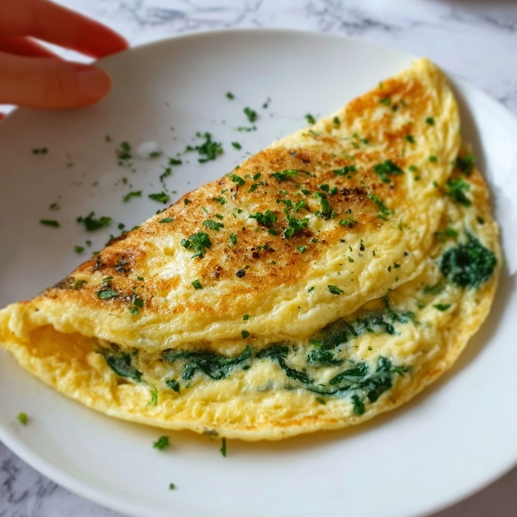 Delicious Spinach and Cheese Breakfast Omelette Recipe - Recipe Image