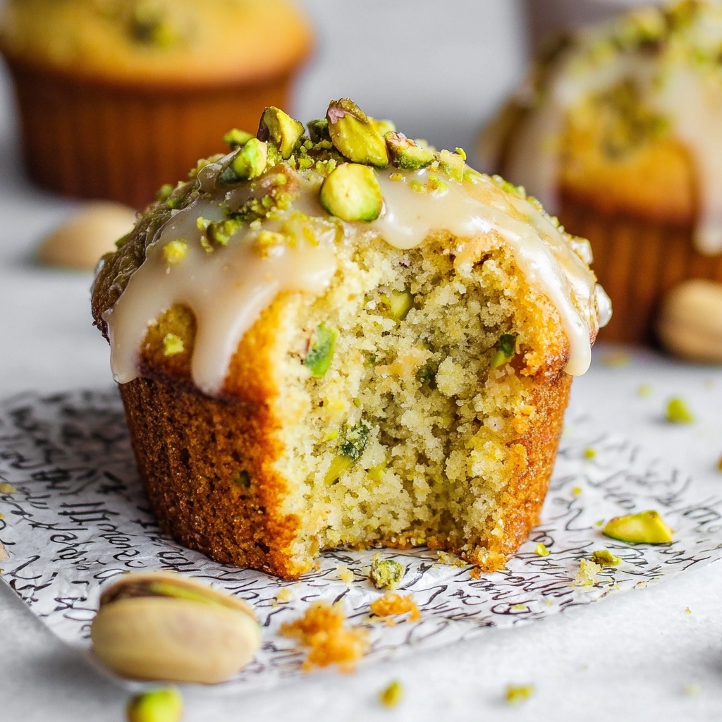 Vegan Pistachio Muffins with Pistachio Crumble and Vanilla Glaze Recipe - Recipe Image