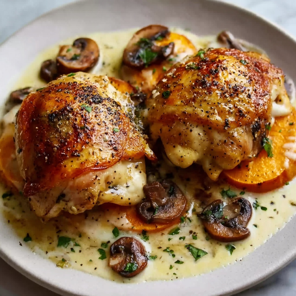 Cheesy Garlic Butter Mushroom Stuffed Chicken Recipe - Recipe Image