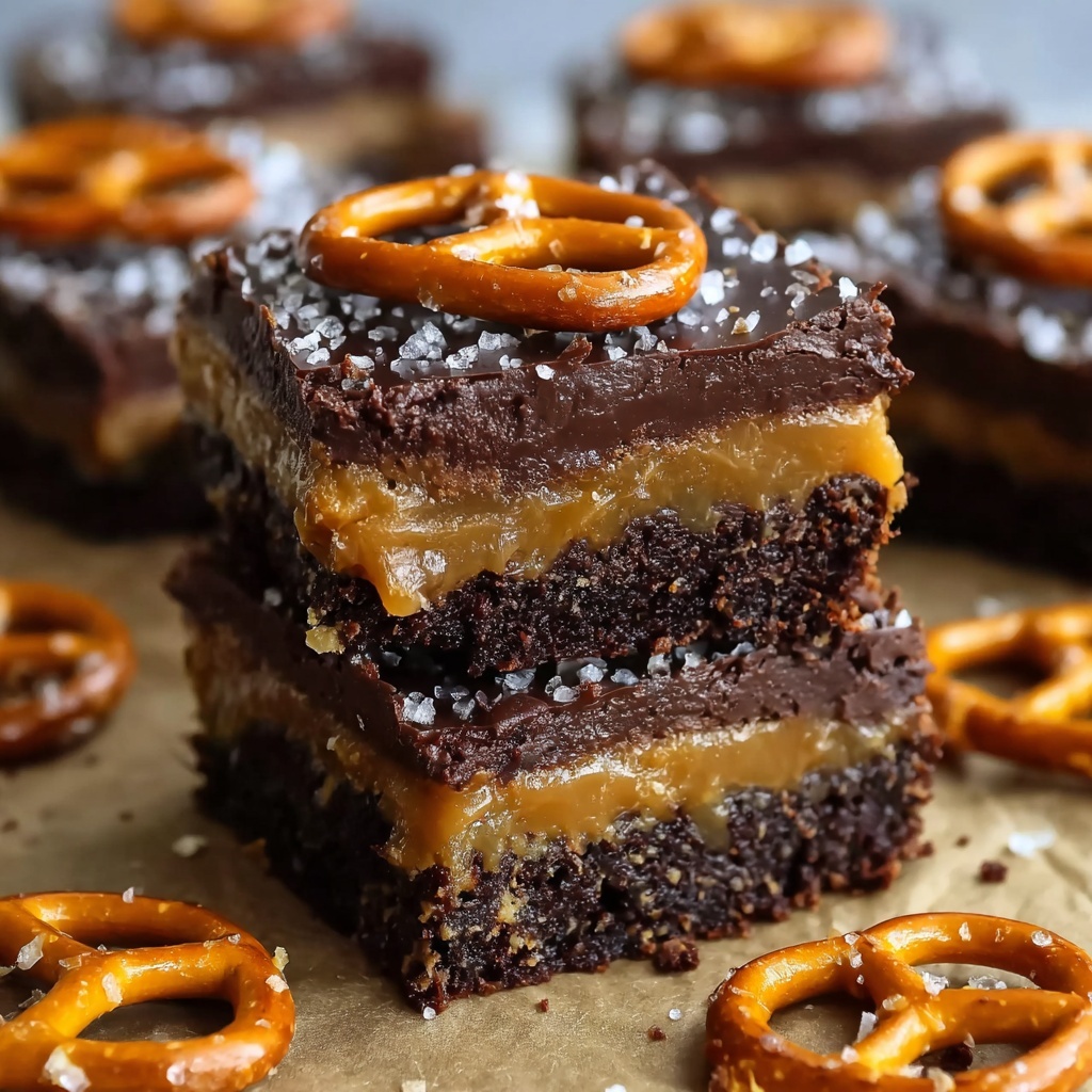 Salted Caramel Pretzel Brownies Recipe - Recipe Image
