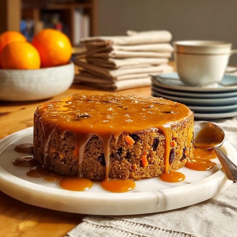 Spiced Carrot Date Pudding with Orange Sauce Recipe