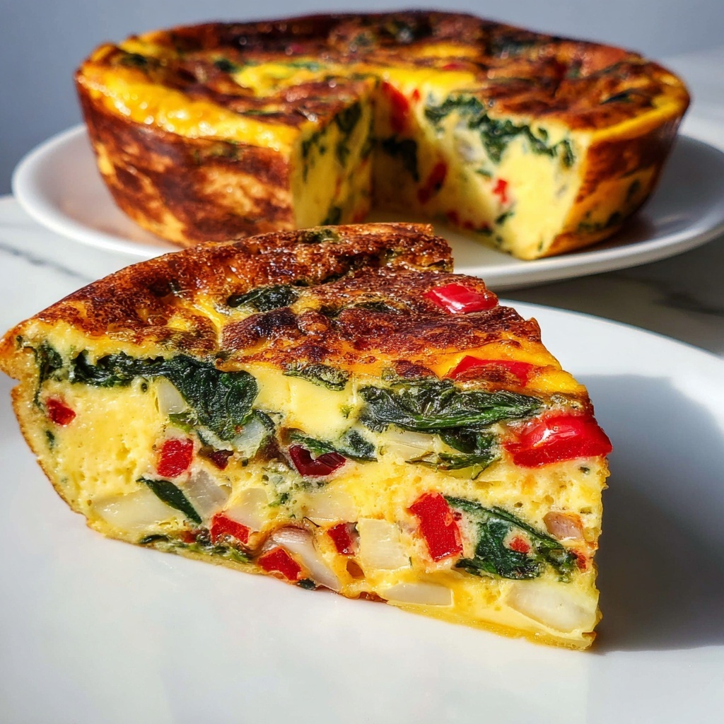 Vegan Chickpea Flour Frittata with Spinach and Bell Peppers Recipe - Recipe Image