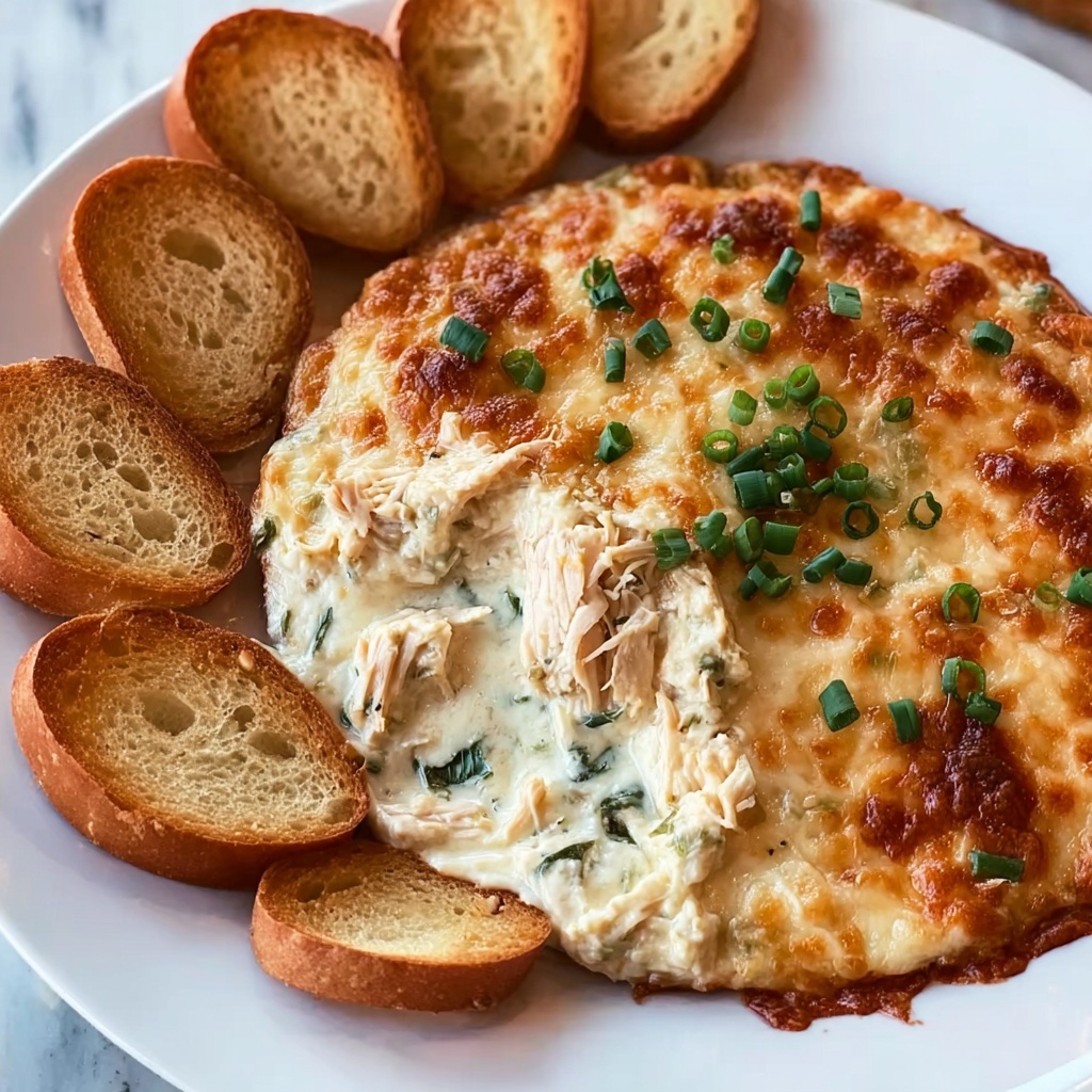 Chicken Alfredo Dip with Garlic Bread Chips Recipe - Recipe Image