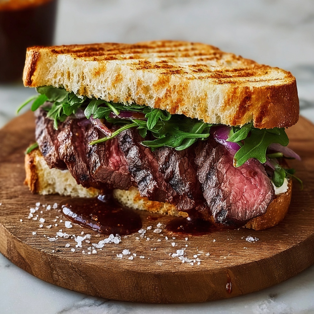 Ultimate Irish Angus Steak Sandwich with Melted Blue Cheese and Caramelized Onions Recipe - Recipe Image