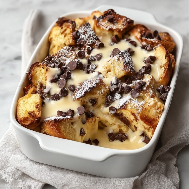 Chocolate Chip Bread Pudding with Cream Sauce Recipe