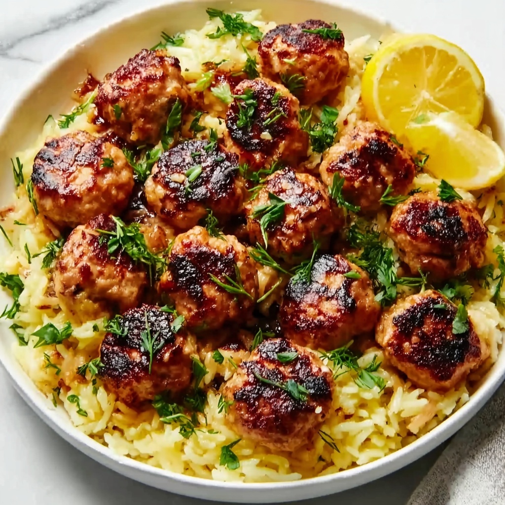 Greek Chicken Meatballs with Lemon Orzo Recipe - Recipe Image