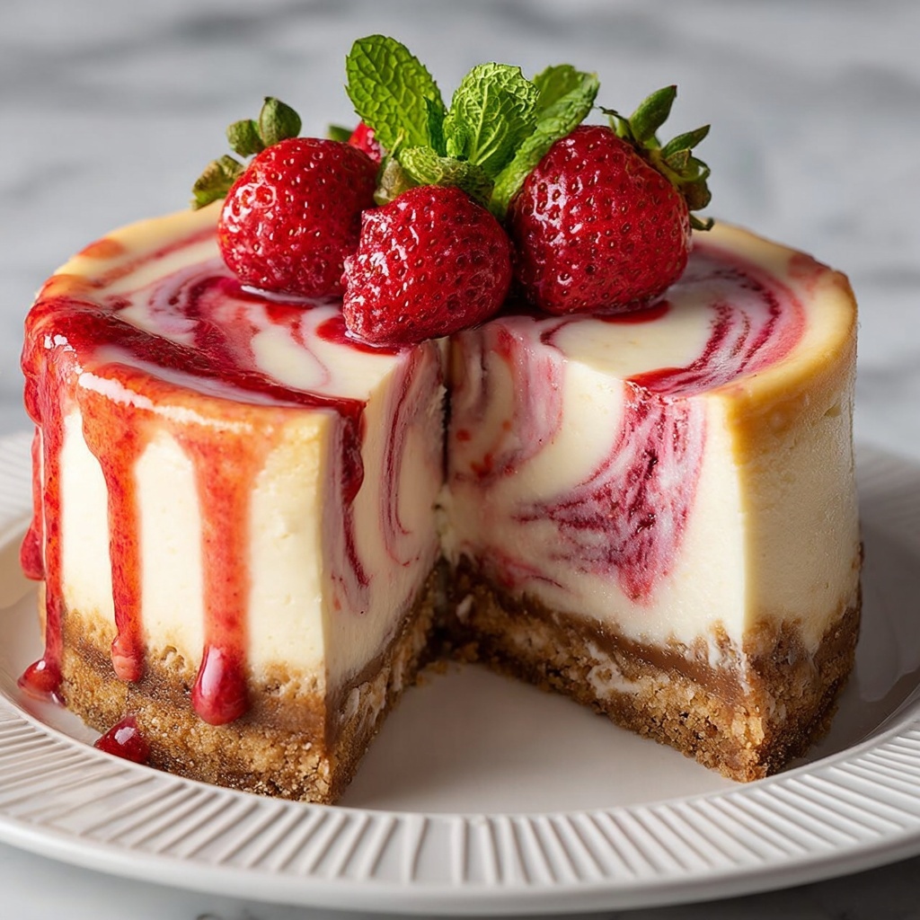 Strawberry Swirl Cheesecake Recipe - Recipe Image