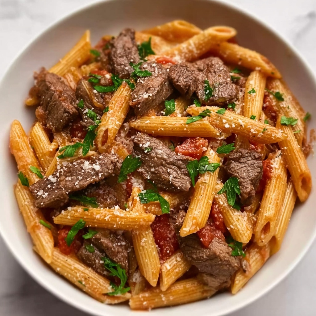 Garlic Beef Pasta Recipe - Recipe Image