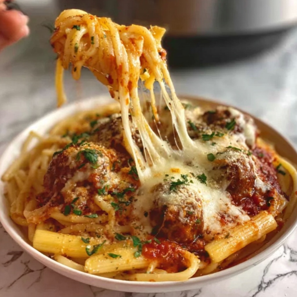 Slow Cooker Chicken Parmesan Pasta Recipe - Recipe Image