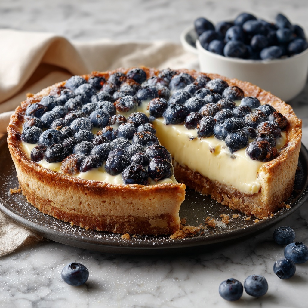 Simple Blueberry Basque Cheesecake Recipe - Recipe Image