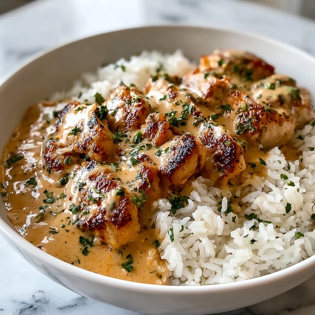 Creamy Smothered Chicken and Rice Recipe - Recipe Image