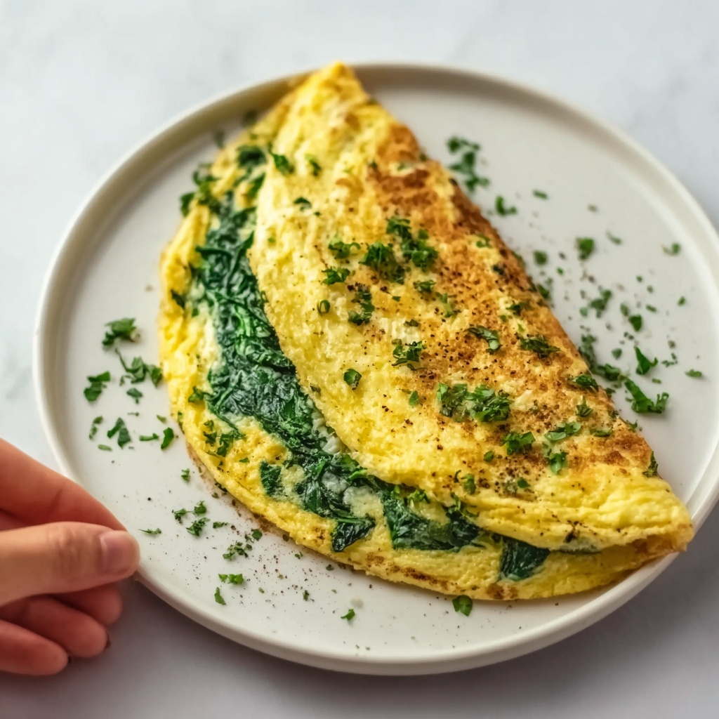Delicious Spinach and Cheese Breakfast Omelette Recipe - Recipe Image
