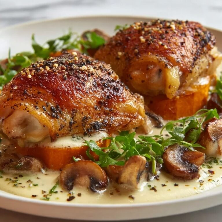 Cheesy Garlic Butter Mushroom Stuffed Chicken Recipe