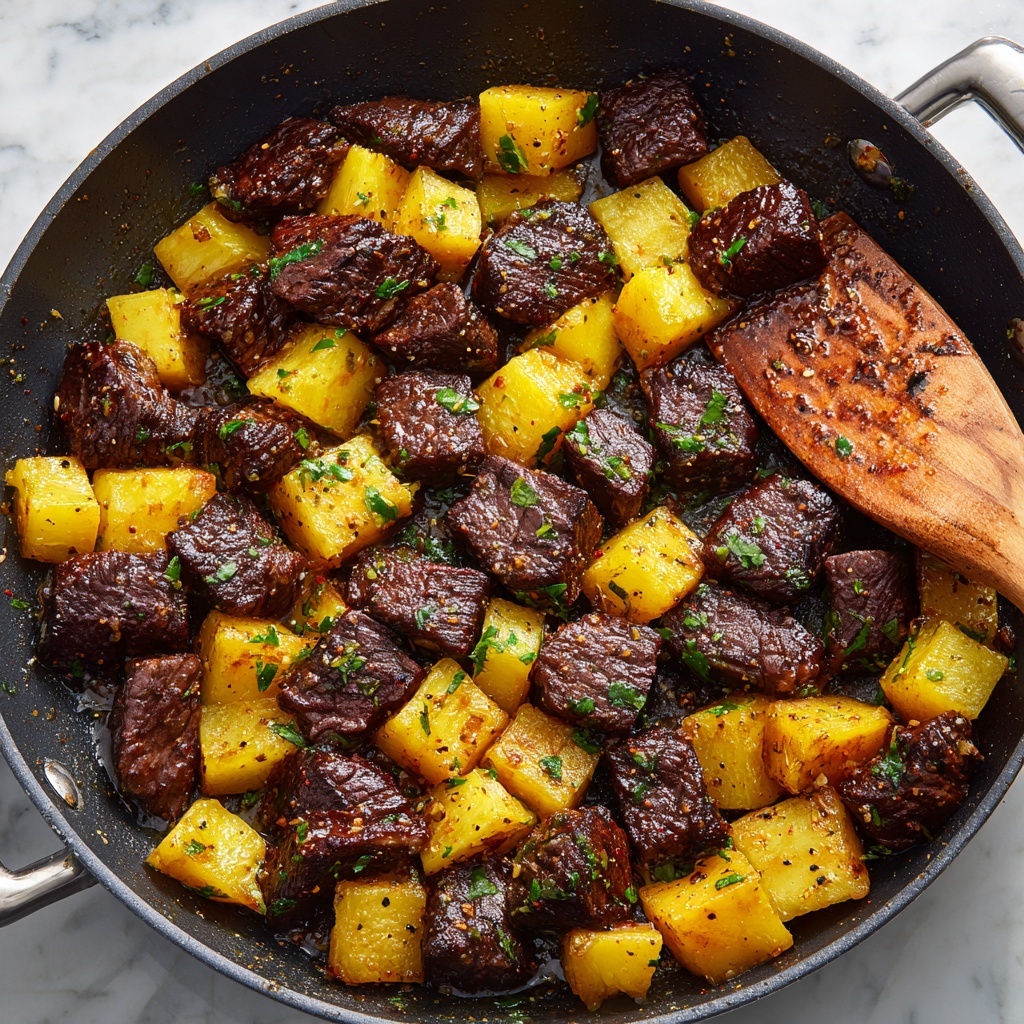 Garlic Butter Steak Bites and Potatoes Recipe - Recipe Image