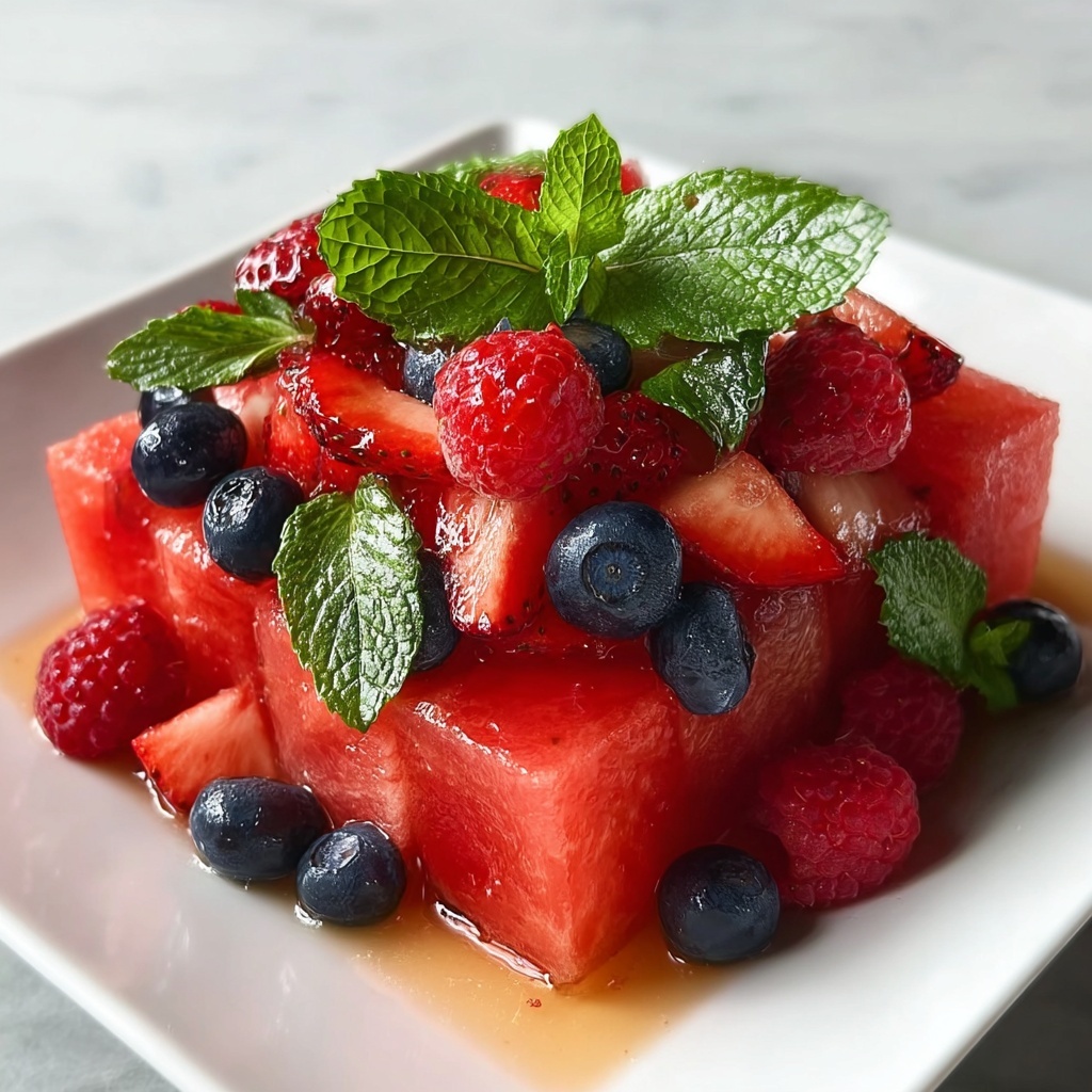 Watermelon Berry Fruit Salad with Fresh Mint and Lime Recipe - Recipe Image