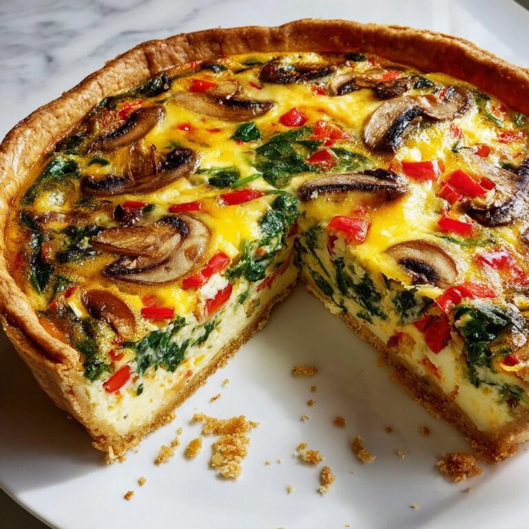 Vegan Gluten-Free Quiche with Spinach, Bell Pepper, and Mushrooms Recipe