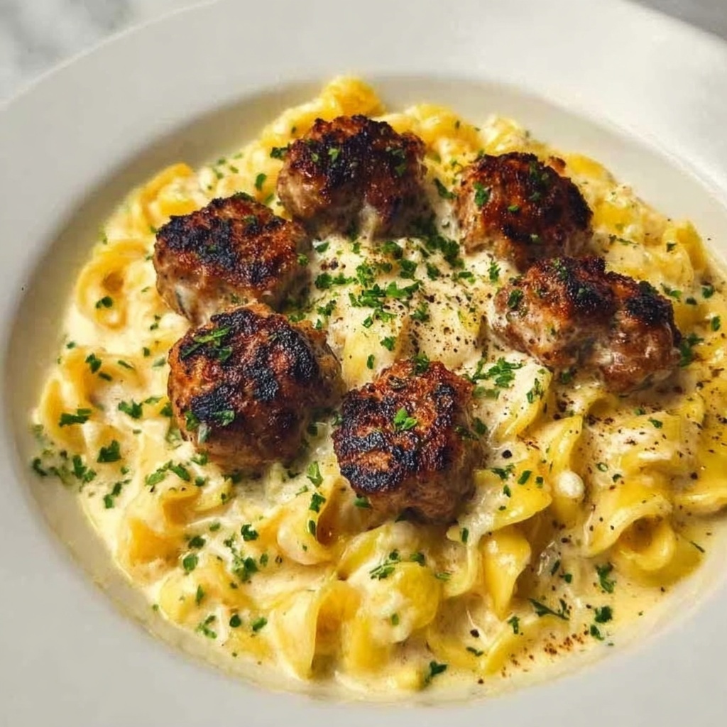 Garlic Butter Chicken Bites with Creamy Parmesan Pasta Recipe - Recipe Image