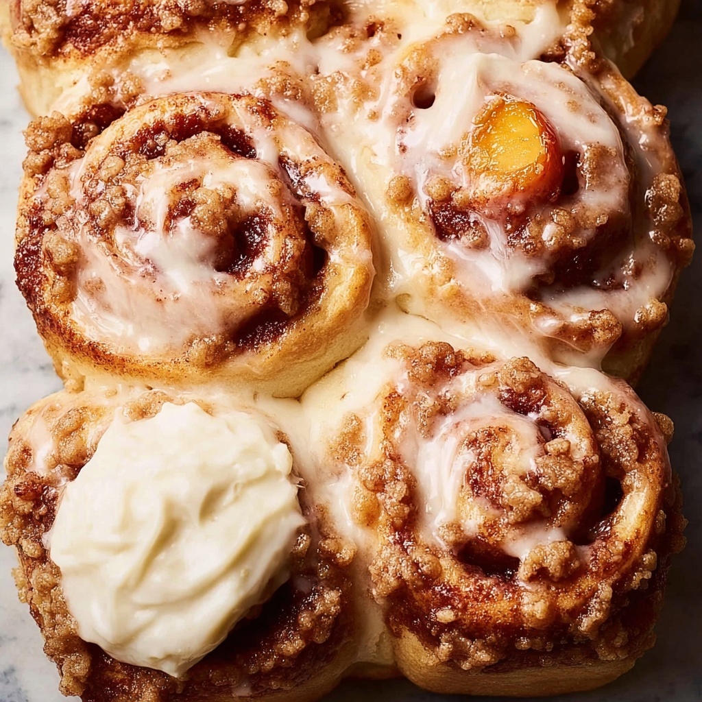 Peach Cobbler Cinnamon Rolls Recipe - Recipe Image