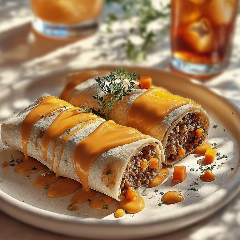 Cheesy Ground Beef Delight Wrap with Creamy Sauce Recipe