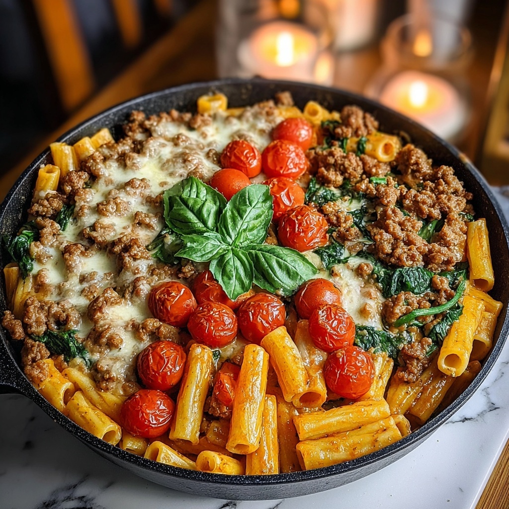 Creamy Tuscan Sausage Pasta Bake Recipe - Recipe Image