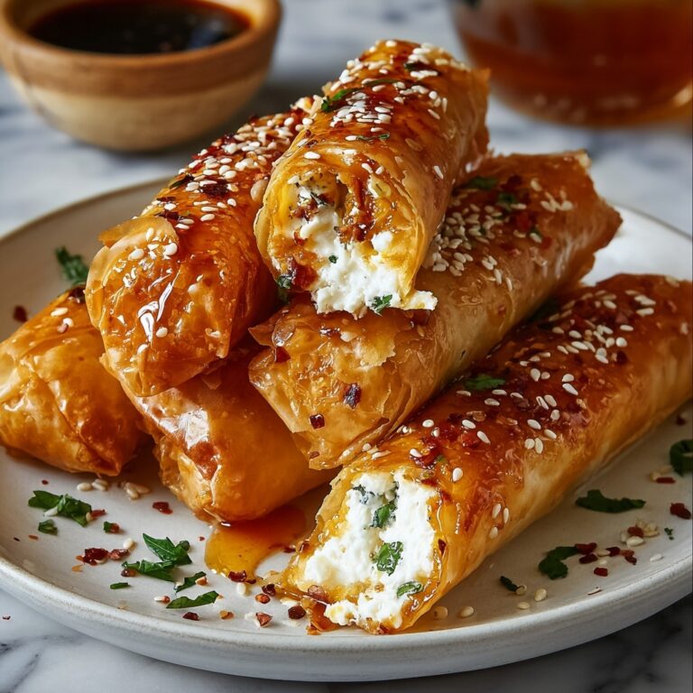 Oven Fried Feta Rolls with Chili Honey Drizzle Recipe
