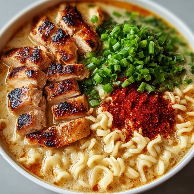 Spicy Chicken Ramen with Creamy Garlic Sauce Recipe