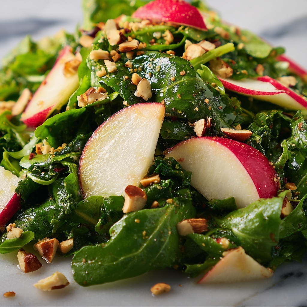 Apple Radish and Watercress Salad with Pistachio Chile de Árbol Dressing Recipe - Recipe Image