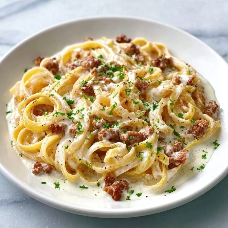 Creamy Ground Beef Alfredo Pasta Recipe
