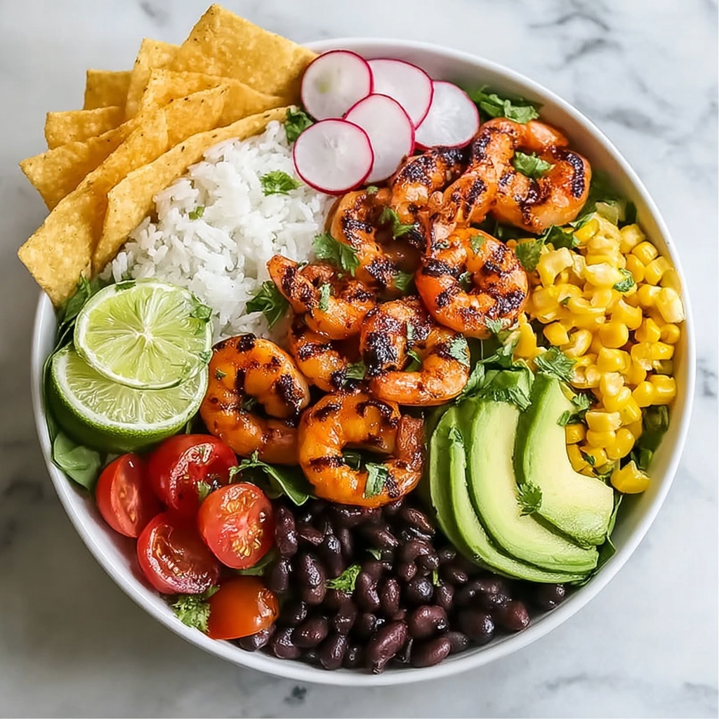 Grilled Spiced Shrimp Taco Bowl with Fresh Vegetables Recipe - Recipe Image