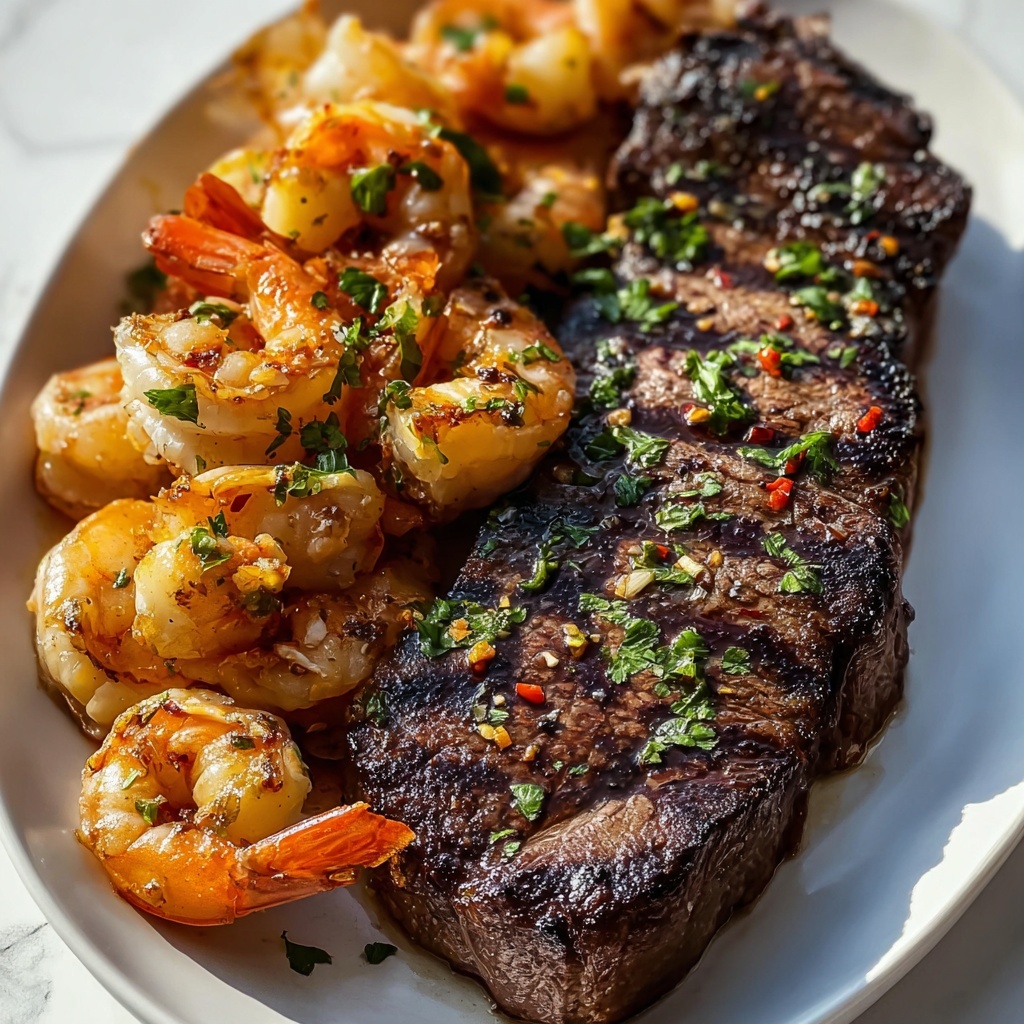 Garlic Butter Grilled Steak and Shrimp Recipe - Recipe Image