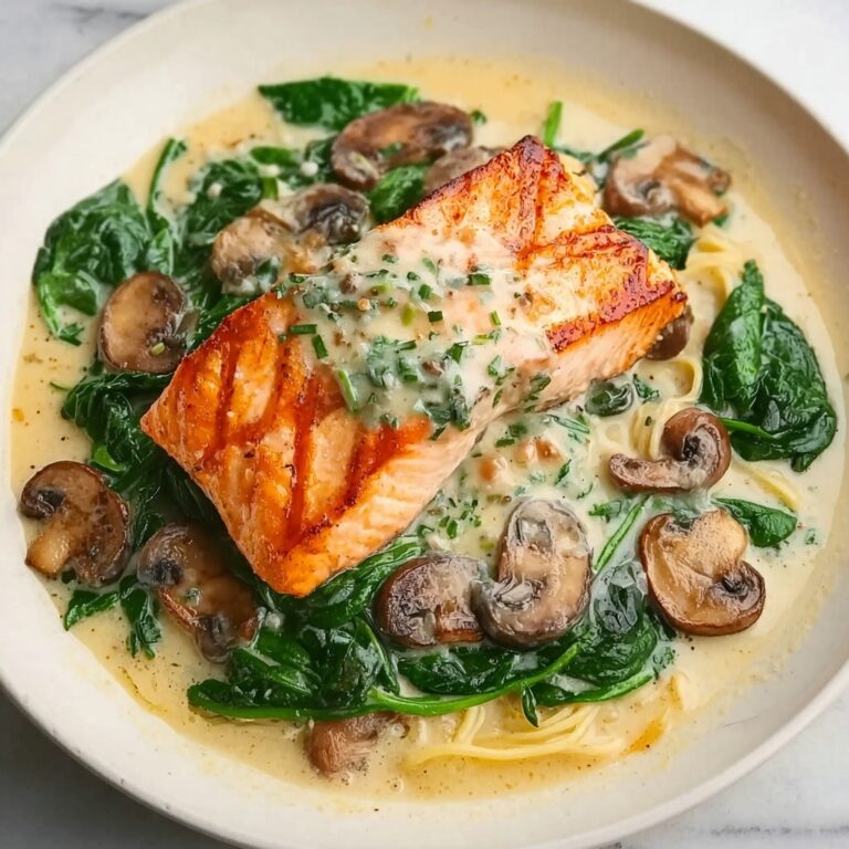 Creamy Salmon Florentine with Spinach and Mushrooms Recipe