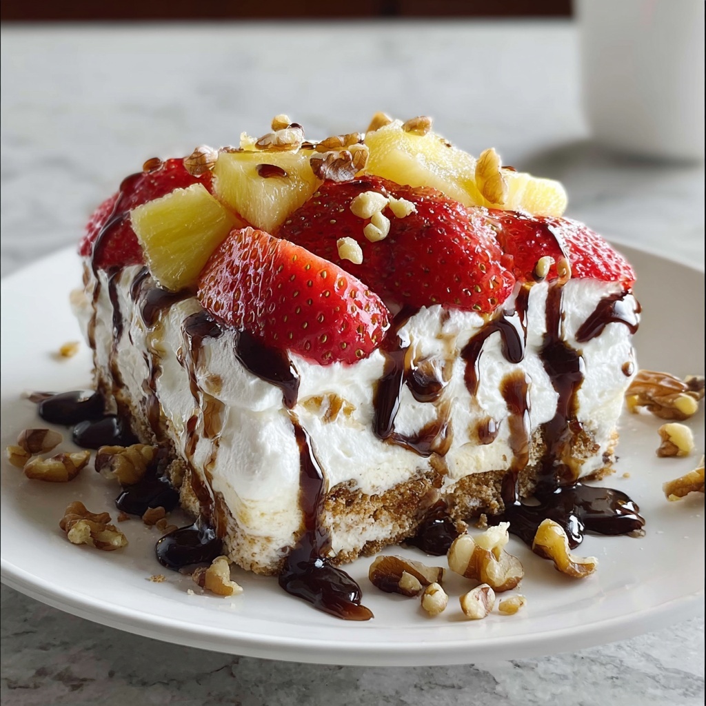 No Bake Banana Split Cake Recipe: 4 Layers of Delight Recipe - Recipe Image