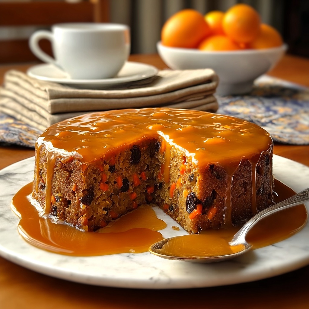 Spiced Carrot Date Pudding with Orange Sauce Recipe - Recipe Image