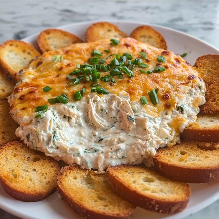 Chicken Alfredo Dip with Garlic Bread Chips Recipe