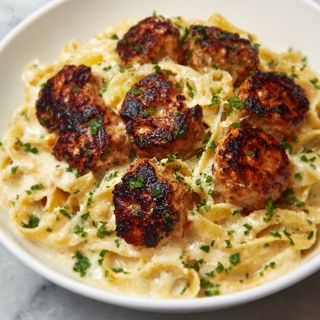 Garlic Butter Chicken Bites with Creamy Parmesan Pasta Recipe - Recipe Image