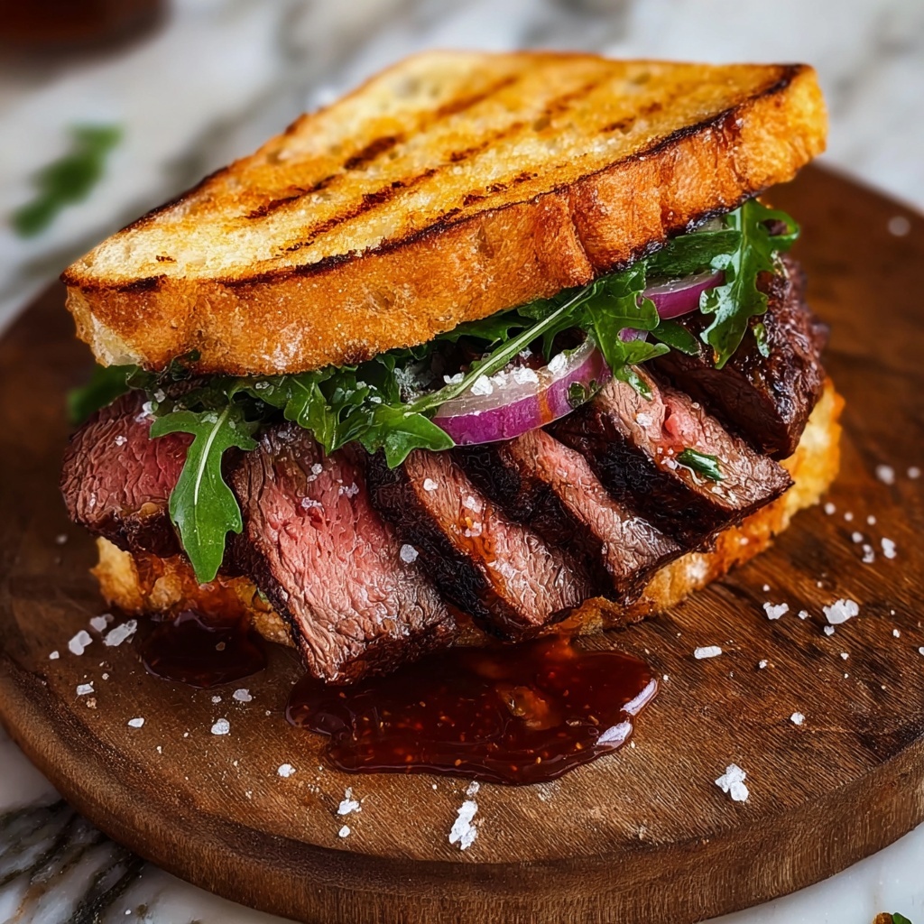 Ultimate Irish Angus Steak Sandwich with Melted Blue Cheese and Caramelized Onions Recipe - Recipe Image