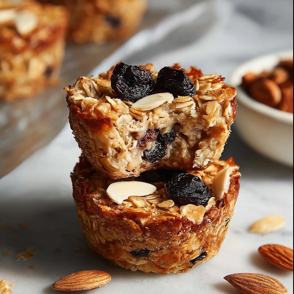 Cherry Almond Baked Oatmeal Cups Recipe - Recipe Image