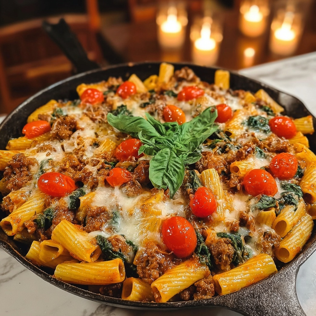 Creamy Tuscan Sausage Pasta Bake Recipe - Recipe Image