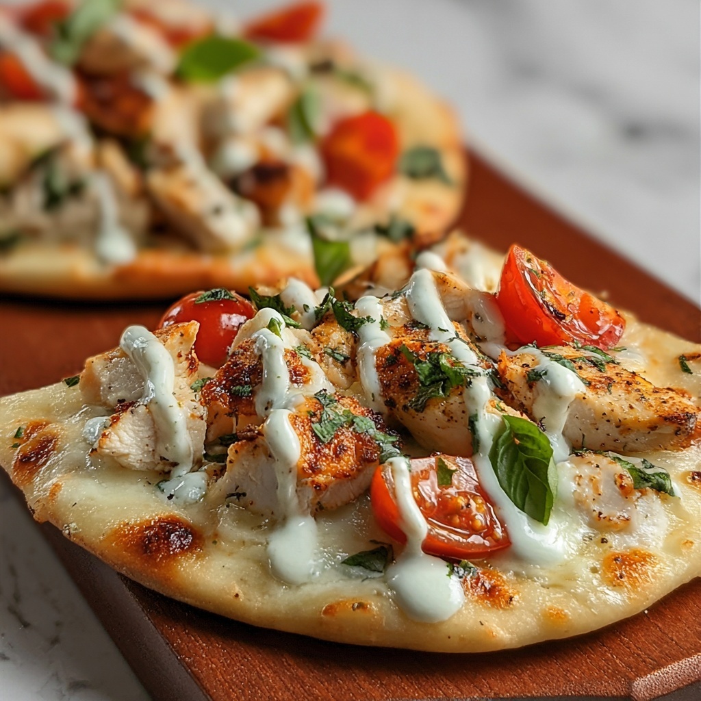 Mediterranean Tzatziki Chicken Naan Pizza Recipe - Recipe Image